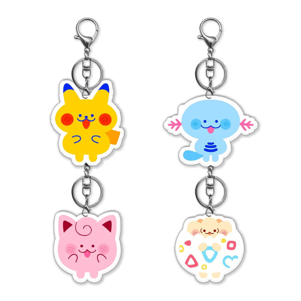 Cute Acrylic Keychain – Clefairy, Togepi & Wooper Q-Version | DIY Custom Cartoon Bag Charm Gift