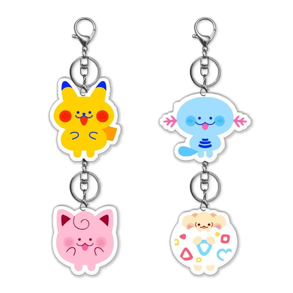 Cute Acrylic Keychain – Clefairy, Togepi & Wooper Q-Version | DIY Custom Cartoon Bag Charm Gift
